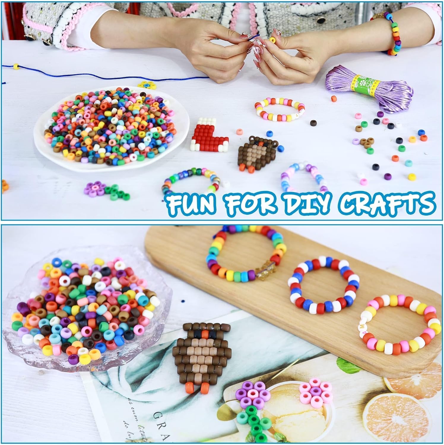 1000 Pcs Pony Beads Frosted Mixed Color Plastic Beads for Craft Bracelet Making Matte Bracelets Supplies for Braids DIY Key Chain - Image 5