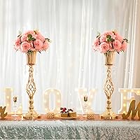 Vista 2 de Centros de mesa dorados de 23.2 pulgadas para mesa de boda, 2 centros de mesa de flores de boda para mesas, centros de mesa de jarrón de flores