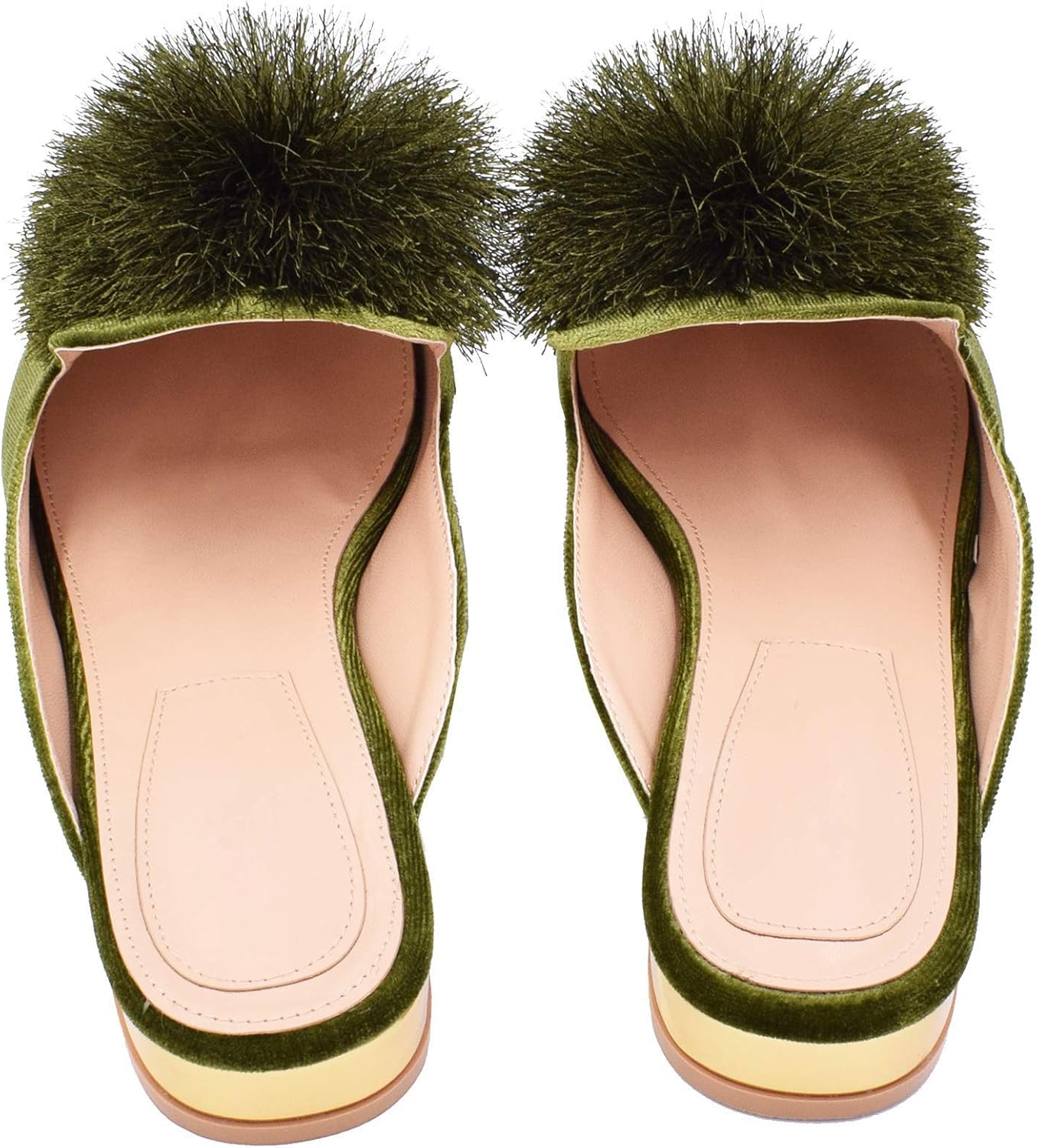 Fericzot Slip On Mule Backless Loafers Flats Puff Pompom Pointed Toe Casual Shoes Slippers - Image 5