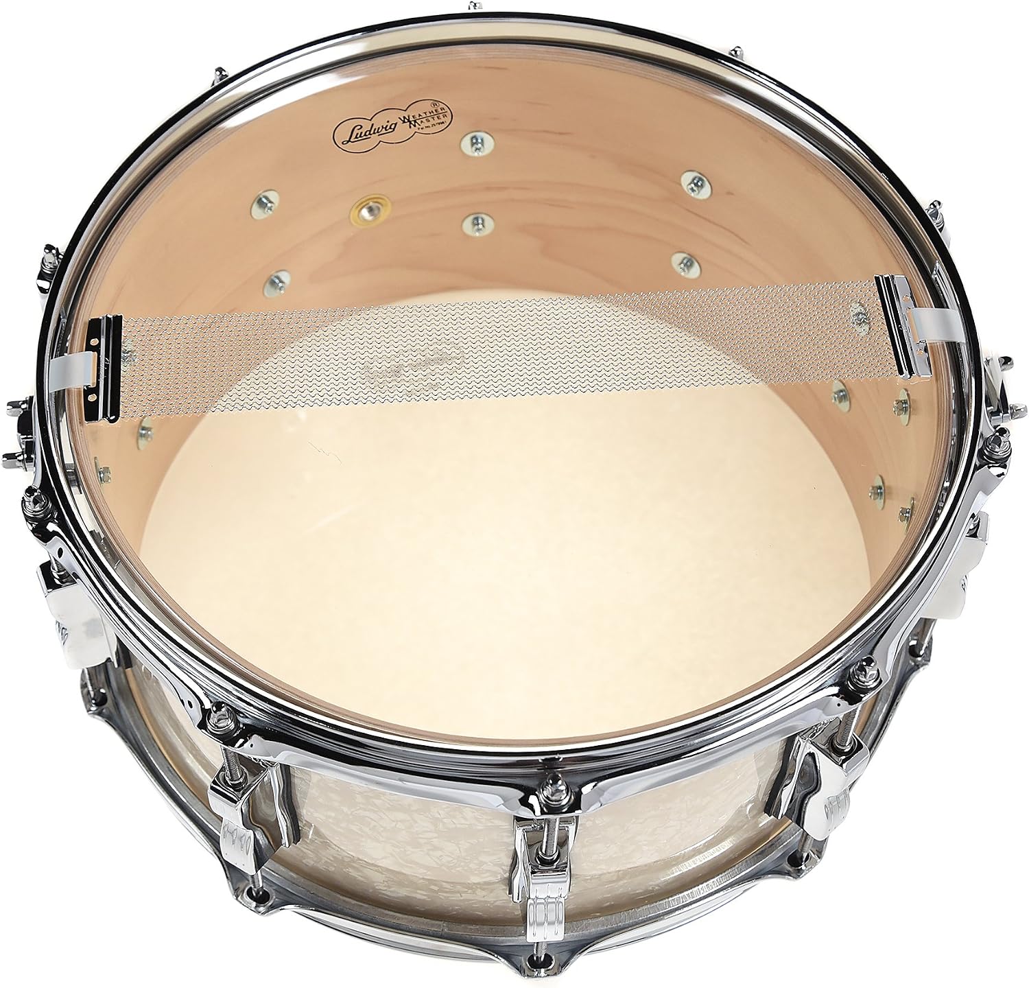 Ludwig 6.5" x 14" Classic Maple Snare Drum, Vintage White Marine (LS403XXNM)