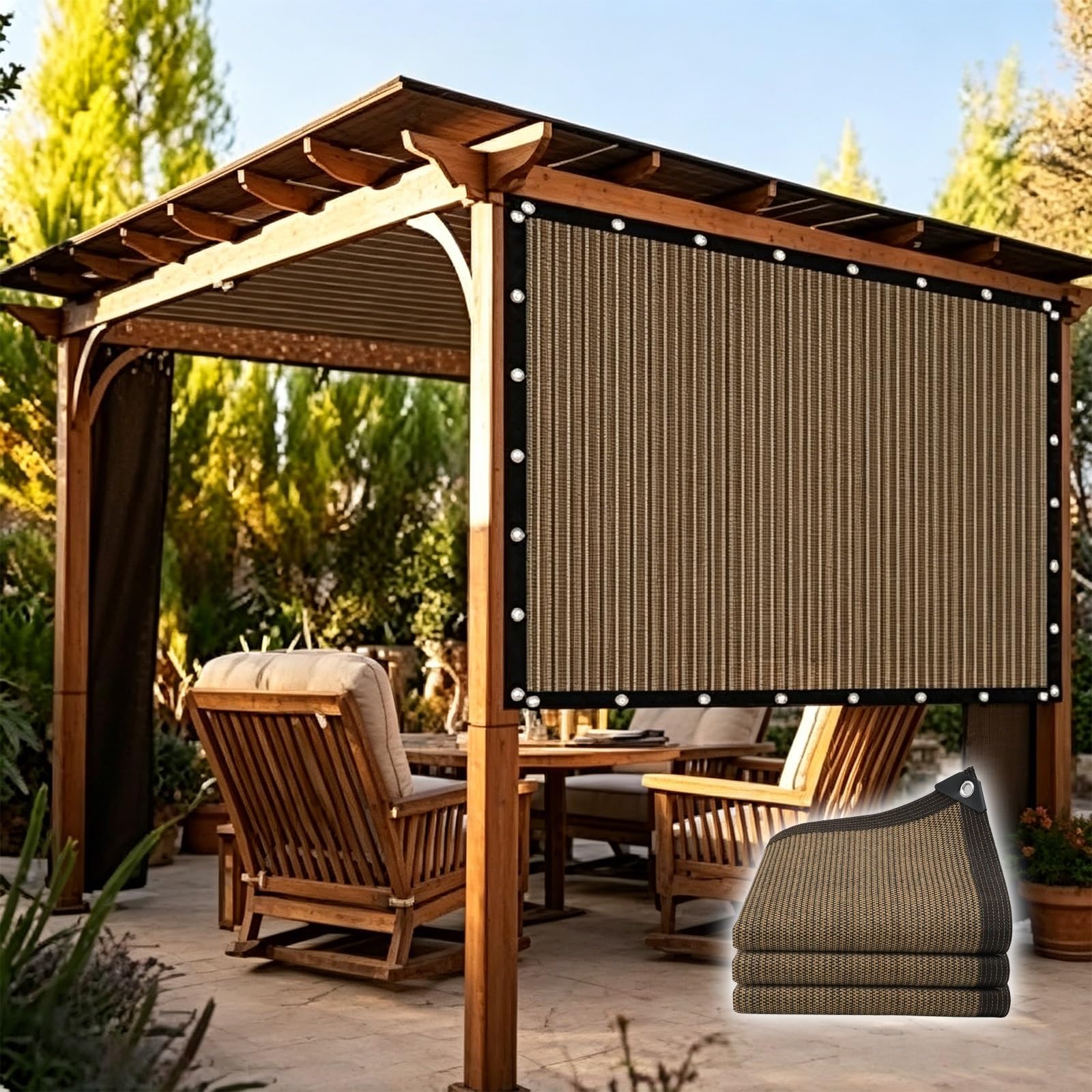 Filet d'ombrage grand format 10x18m avec œillets | Bloque la chaleur du soleil