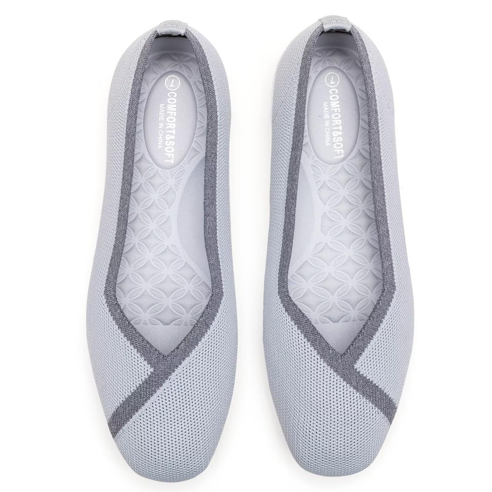 Frank Mully Zapatos planos planos para mujer con punta cuadrada, cómodos zapatos planos de punto, zapatos de trabajo para mujer
