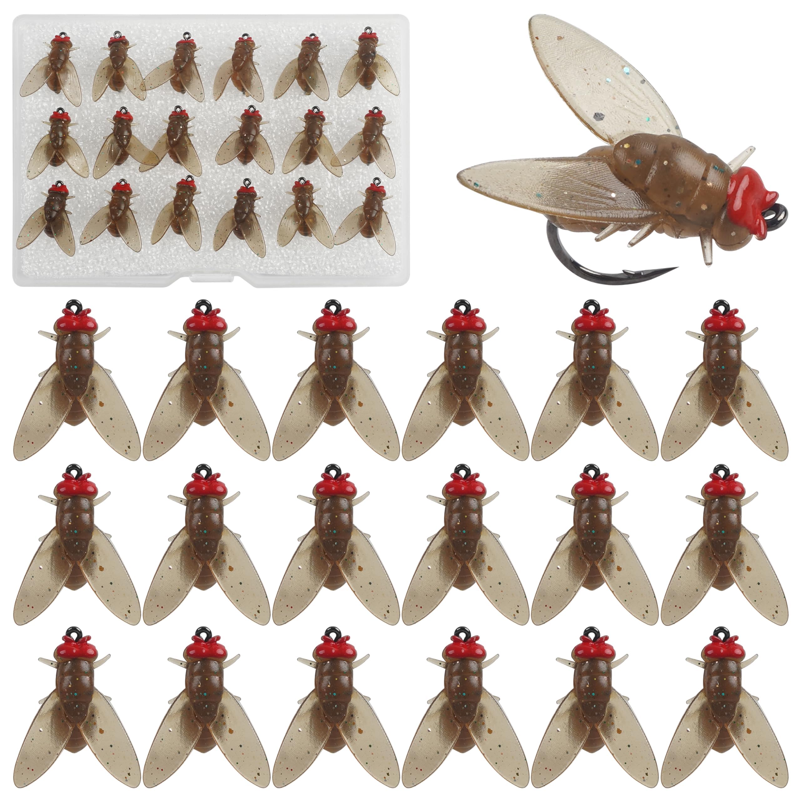 Bionic Fly Fishing Lures Bait,18pcs Fly Fishing Flies Kit Trout Jig Swimbaits Soft Bait Dry/Wet Flies Artificial Lures Assortment Attractant for Bass Panfish Saltwater Freshwater (Brown)