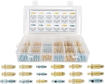 12-Type Brake Bleeder Screws - Bleeder Valve Kit, Fit for Ford, Dodge, Chrysler, Toyota - 90-Piece SAE & Metric Bleeding Screws
