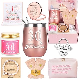 30th Birthday Gifts For Women, Happy 30 Year Old Birthday Basket Gifts Box for Her Women Friends Female Mom Wife Daughter Sister Girlfriend Coworker Bestie Birthday Unique