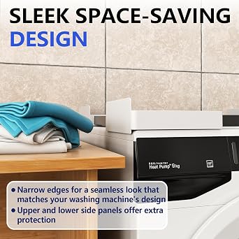 Washer Dryer Stacking Kit, Universal Stacking Kit for Washer and Dryer, Adjustable Frame for 45~68cm Stackable Washer and Dryer Stacking with Ratchet Strap (White)
