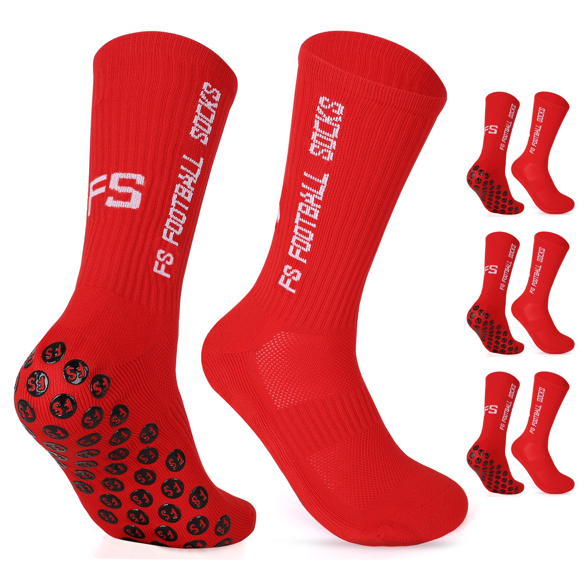 Gohanny Calze Calcio Antiscivolo Pacco da 3 Grip Socks Calcio, 35-39 39-46, Pettinato al 75%, Traspirante ed Elastico, Football Socks per Uomo Donna-Unisex Adulto