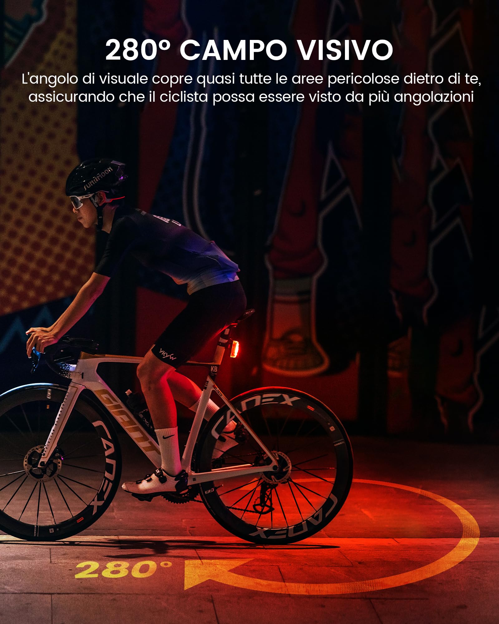 RAVEMEN TR150 Luce Posteriore per Bici,150 Lumen 6 Modalità Notte e Giorno, Rilevamento dei Freni ON/OFF Automatico Fanalini Ciclismo USB-C Ricaricabile Impermeabile IPX6