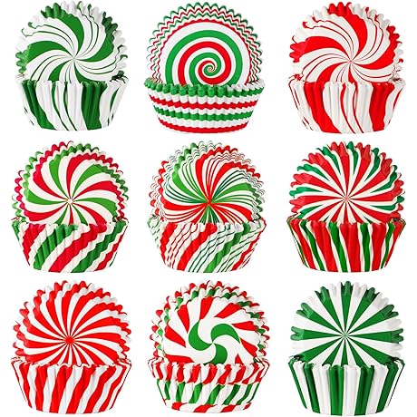 SANNIX 450pcs Christmas Cupcake Liners for Grand Festive Baking Needs