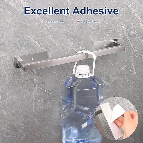 Miniatura 3 de NearMoon Toallero de baño autoadhesivo cuadrado de acero inoxidable, estante de pared para colgar en el colgador adhesivo, estilo contemporáneo, sin