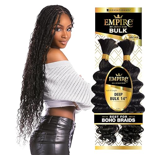 Miniatura 8 de Sensationnel Empire - Extensiones de cabello humano de 18 pulgadas para trenzas de cabello humano con caja sin nudos o rizos sueltos, HH Empire Deep