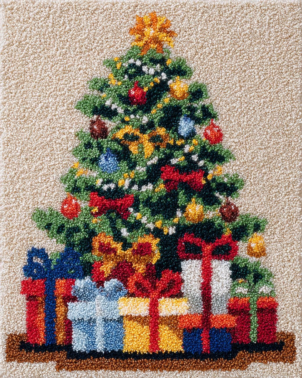 AxiangziK DIY Latch Hook Rugs Kits Cartoon Christmas Tree Latch Hook Kits for Beginners，Seniors，3D DIY Enthusiasts Rug Making Set 23x35in