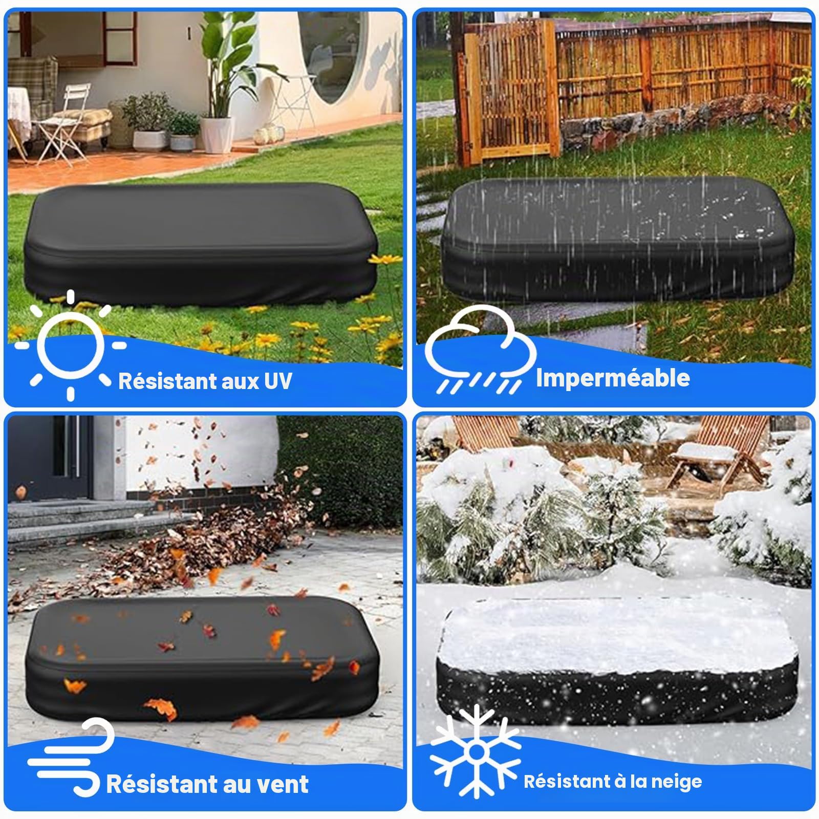Bache Rectangulaire pour Piscines Gonflables | Avec Bande Élastique Intégrée Et Boucle Supplémentaire, Housse Rectangulaire Pour Piscines Hors-sol
