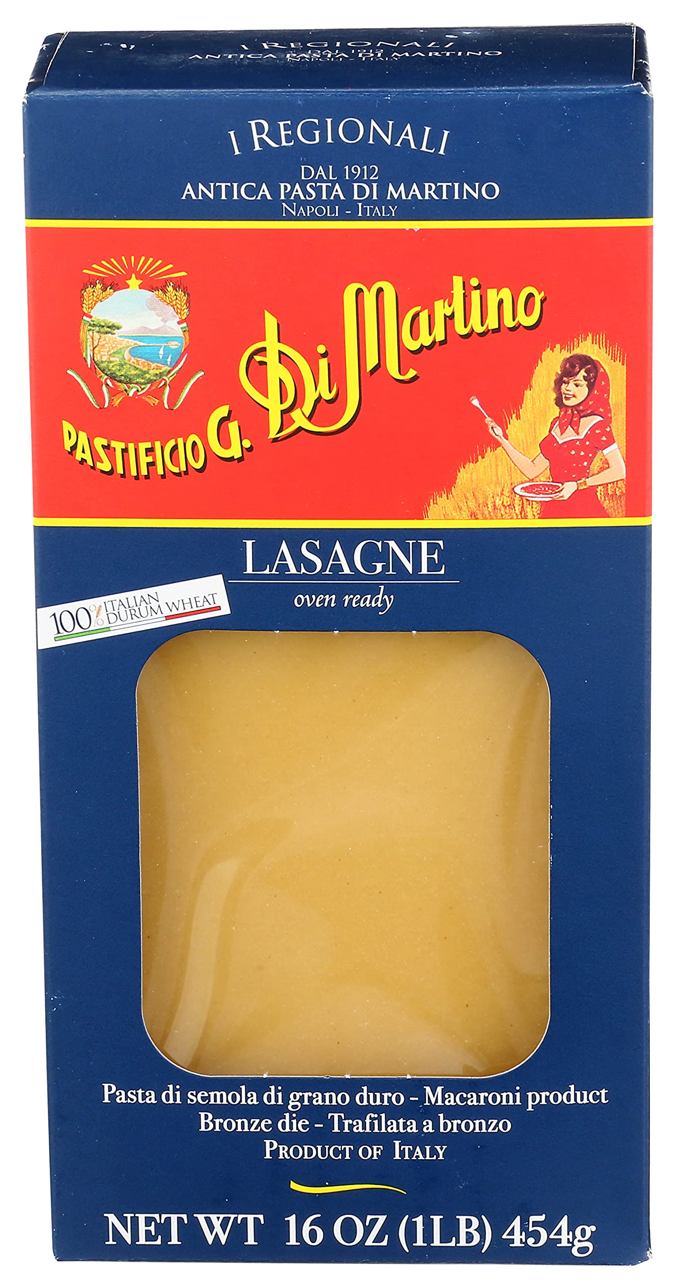 Di Martino Pasta, Lasagna, delicious family dinner, vegan, gourmet authentic Italian pasta, PGI Gragnano pasta, premium noodles made with 100% Italian durum wheat, bronze die extruded pasta imported from Italy (Pack 6)