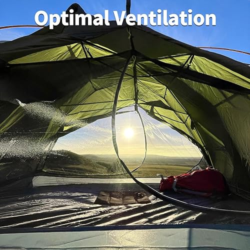 Miniatura 4 de Night Cat Tienda de campaña de senderismo para 2 personas con poste plegable, doble capa, dos puertas, impermeable, ligera, compacta, 7x4.4 pies