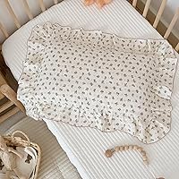 Vista 10 de BuLuTu Funda de almohada de muselina de algodón para niños pequeños, diseño de brotes, funda de almohada Shabby Chic con borde de volantes, funda