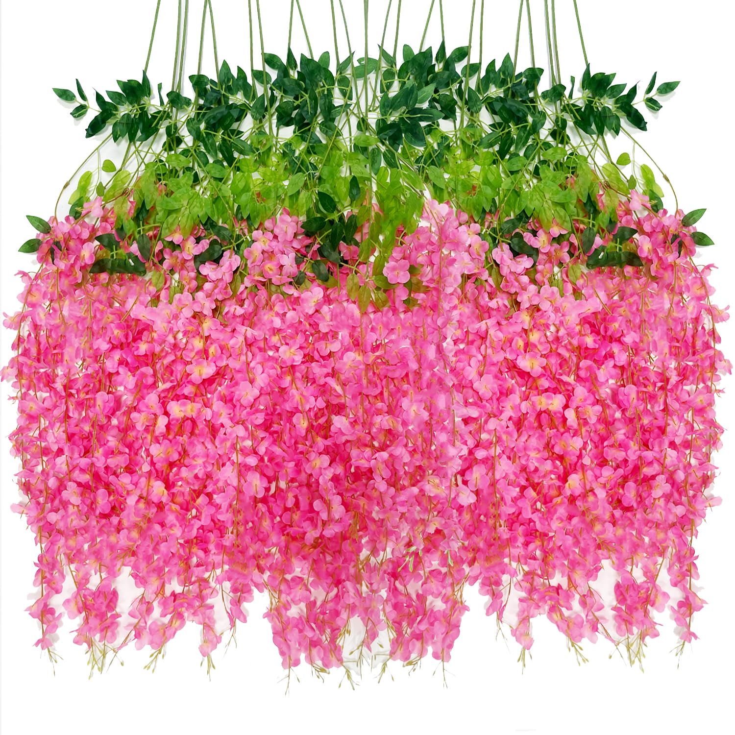 Ghirlanda di glicine artificiali da appendere, fiori finti, seta, viti, rattan, decorazione per casa, matrimonio, fiocco, parete, giardino, verde, camera da letto, esterno, ufficio, feste (24
