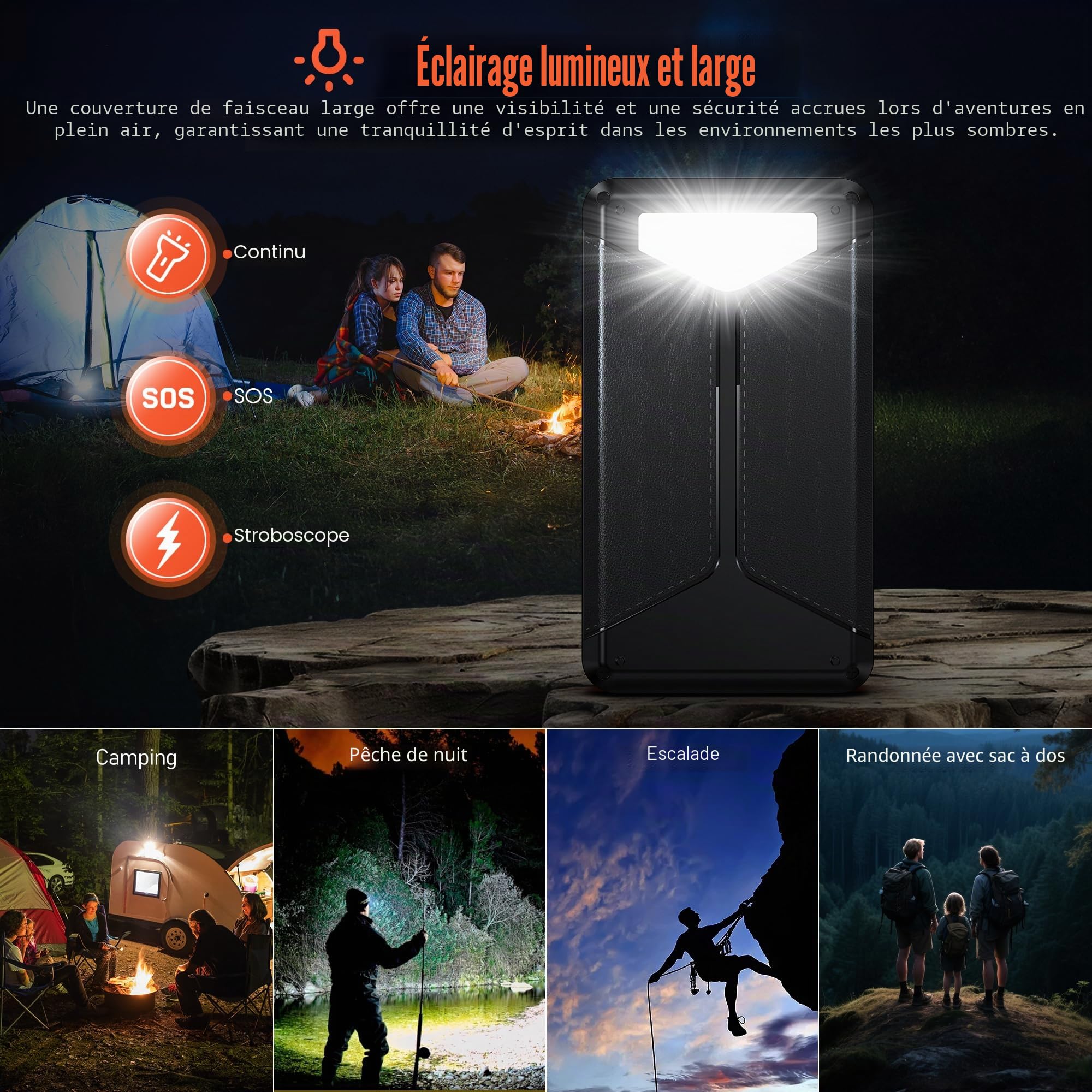 63200mAh Batterie Externe Solaire:Power Bank avec 3 solarpanel 22.5 W Charge Rapide USB-C Chargeur Portable Charge sans Fil avec Lampe SOS & Affichage Numérique, pour Camping Randonnée