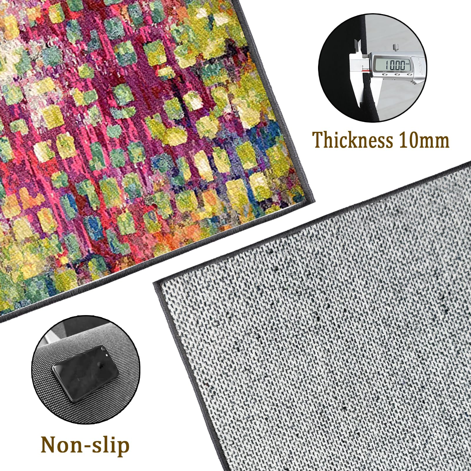 Dywanik na korytarz, długi, antypoślizgowy dywanik kuchenny, 90 x 350 cm, dywan do kuchni, przedpokoju, nadaje się do prania, dywanik nocny, dywan z krótkim włosiem, do kuchni, wejścia, salonu