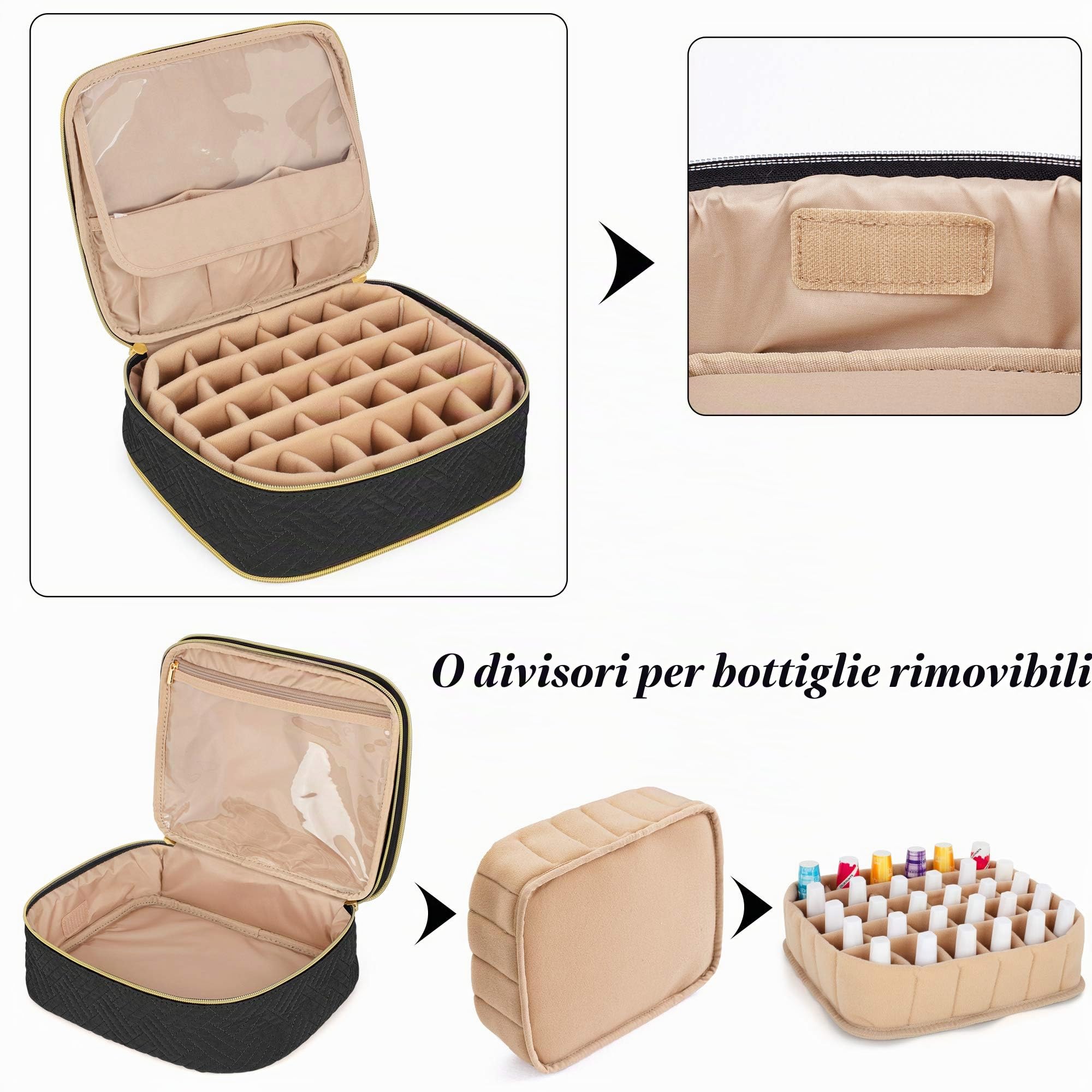 Luxja Organizer per Smalti per Unghie Staccabile a 2 Strati | Valigetta Porta Smalti per 60 Bottiglie (15 ml - 0,5 fl. oz), Borsa Organizer per Smalto