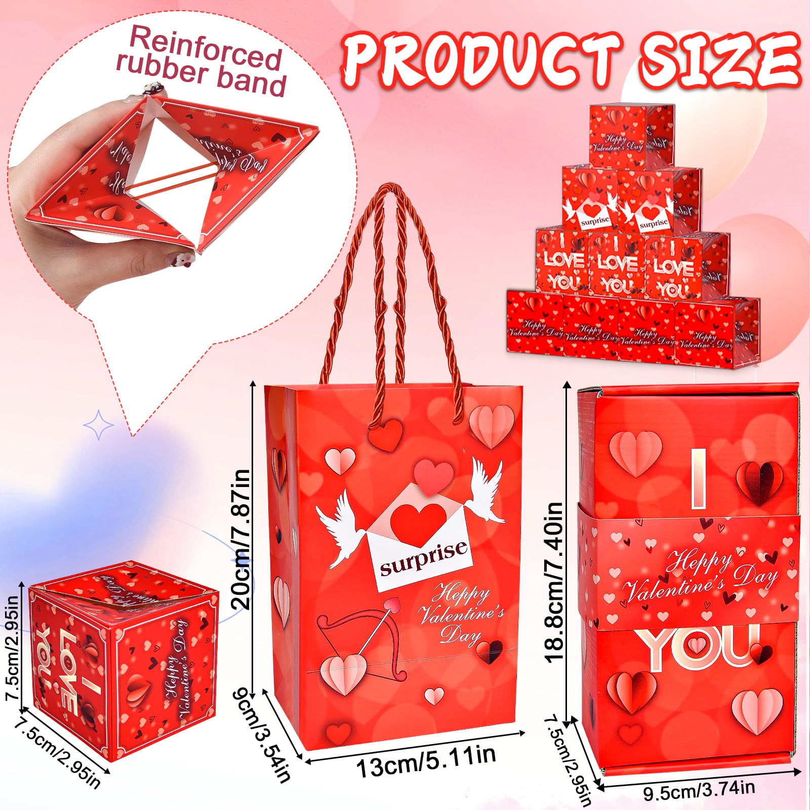 Boîte Cadeau Surprise Pop-up Avec Cœur – Pour Saint-Valentin, Anniversaire – Mécanisme à Ressort, 5x5x5 Cm