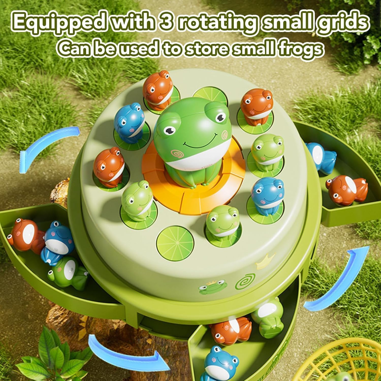 Frog Bounce and Catch Games Toy, 3 Adjustable Modes Jumping Frog Pop Up Board Game with Music, ABS Interactive Educational Toy for Kids 3-8, Parent-Child Family Game for Kids Birthday - 4