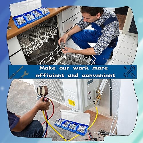 Miniatura 4 de Caja organizadora de tornillos, 8 unidades, cubos de herramientas con 4 compartimentos, tapa translúcida, caja de herramientas, organizador de