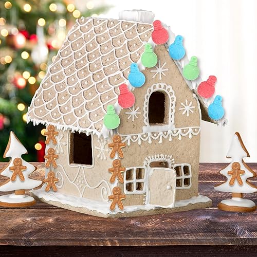 Miniatura 3 de Caramelo de decoración de casa de jengibre navideño, 4 artículos (adornos y hombres de pan de jengibre)