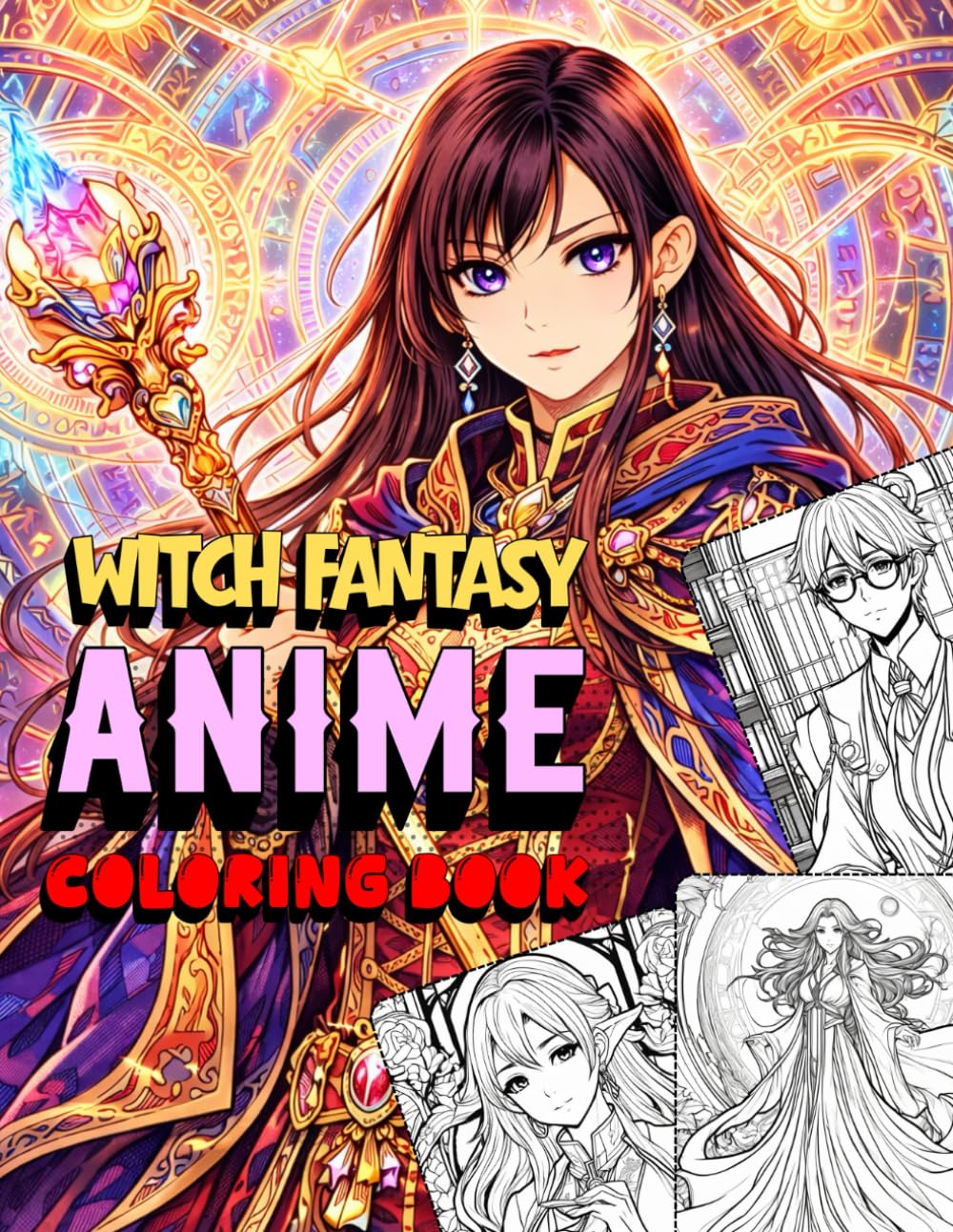 Witch Fantasy Anime Coloring Book: Anime Fantasy Mage and Spellcaster Characters to Color for Adults and Teens (Epic Anime Fantasy Coloring Series)