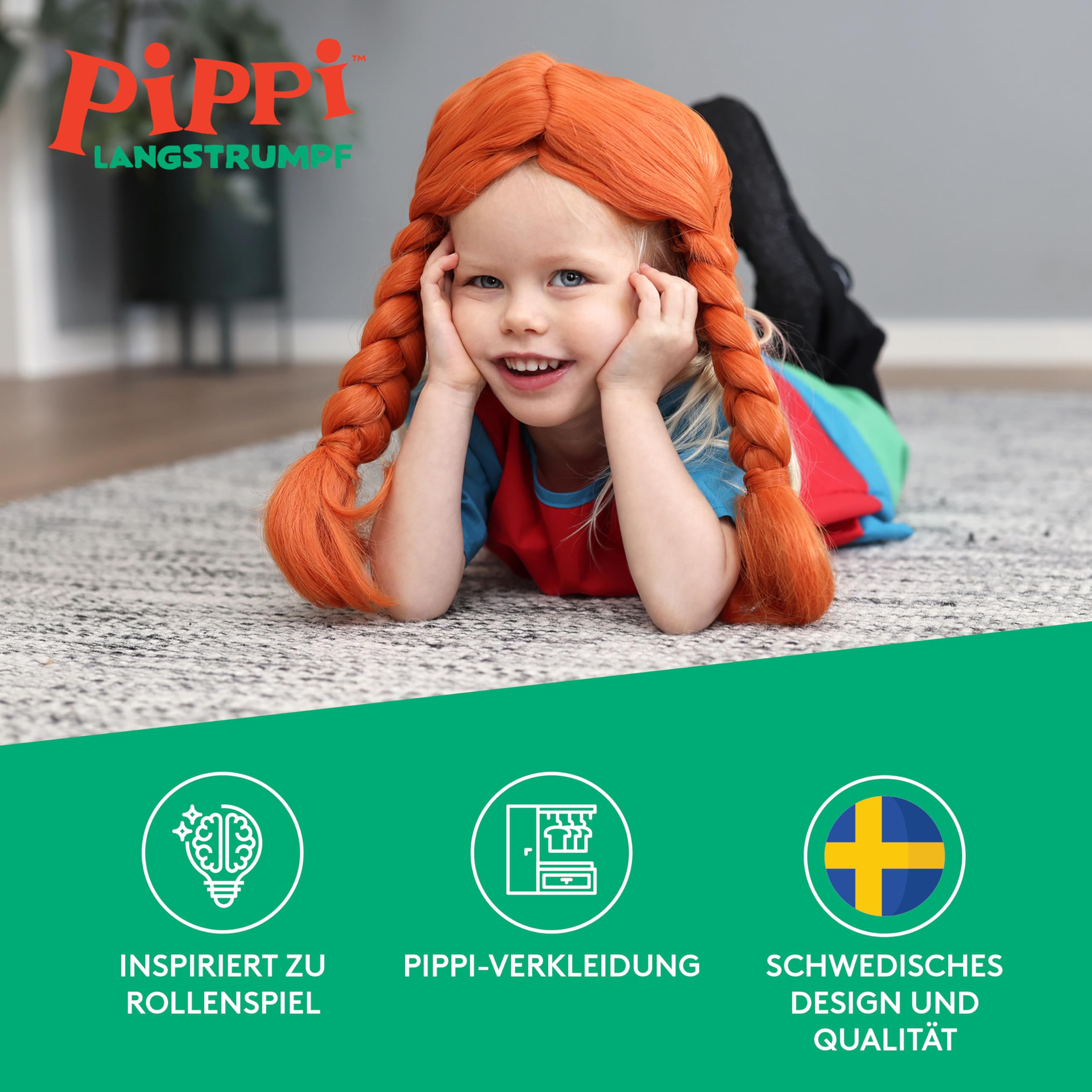 Pippi Langstrumpf Jungen & Mädchen Schuhe in Schwarz – Hausschuhe für Kinder & Kinderschuhe in Schuhgröße 36/37 – Faschingskostüm & Halloween Kostüm Schuhe für Kinder