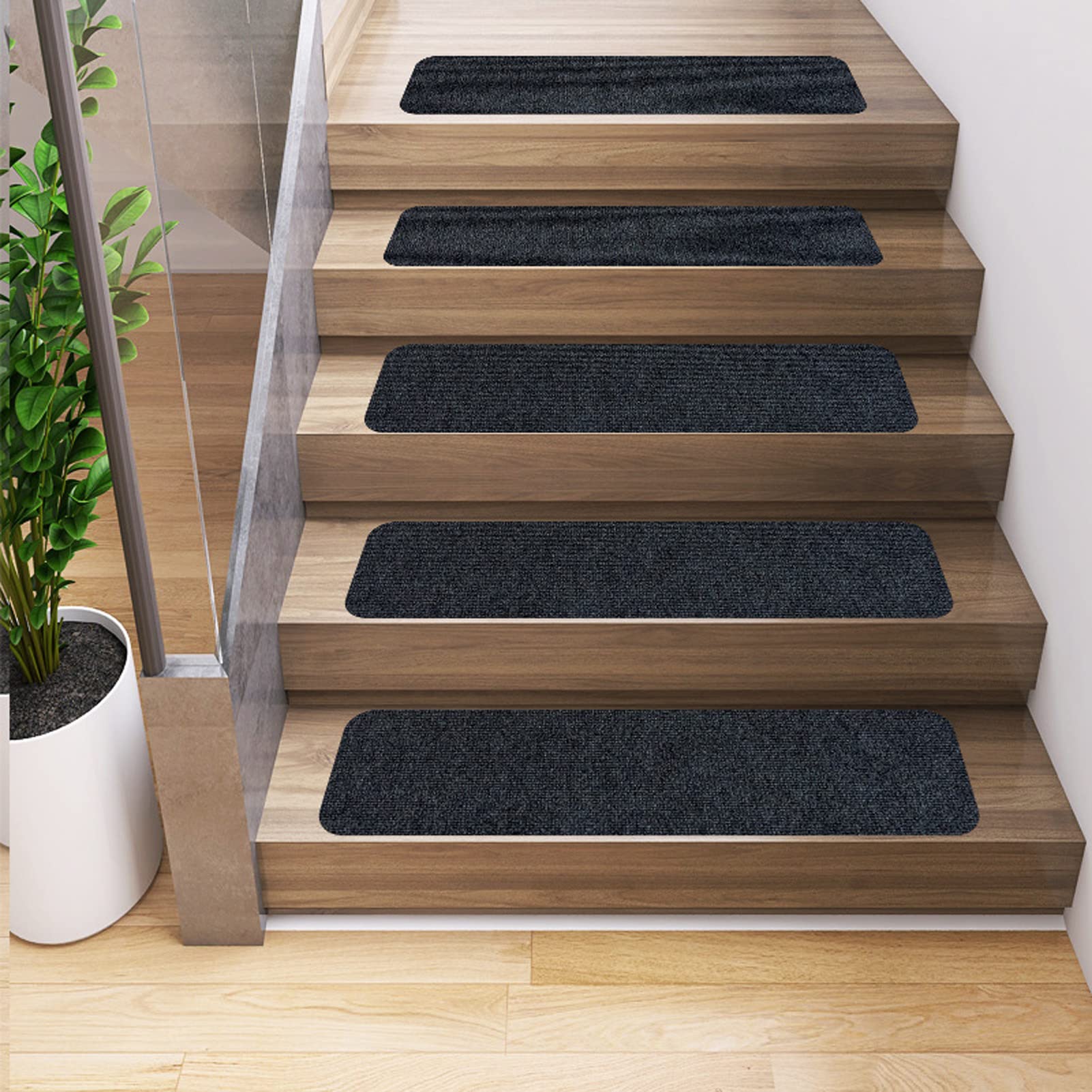 YTBHSHXZ stair treads， Set of 15 Anti Slip Reusable Adhesive Stair Runners for Elders(Dark Coffee)