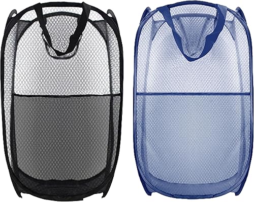 Buyongwant Cestos de malla plegables para la ropa sucia, canastas de almacenamiento extragrandes con asa de transporte reforzada, fáciles de abrir y