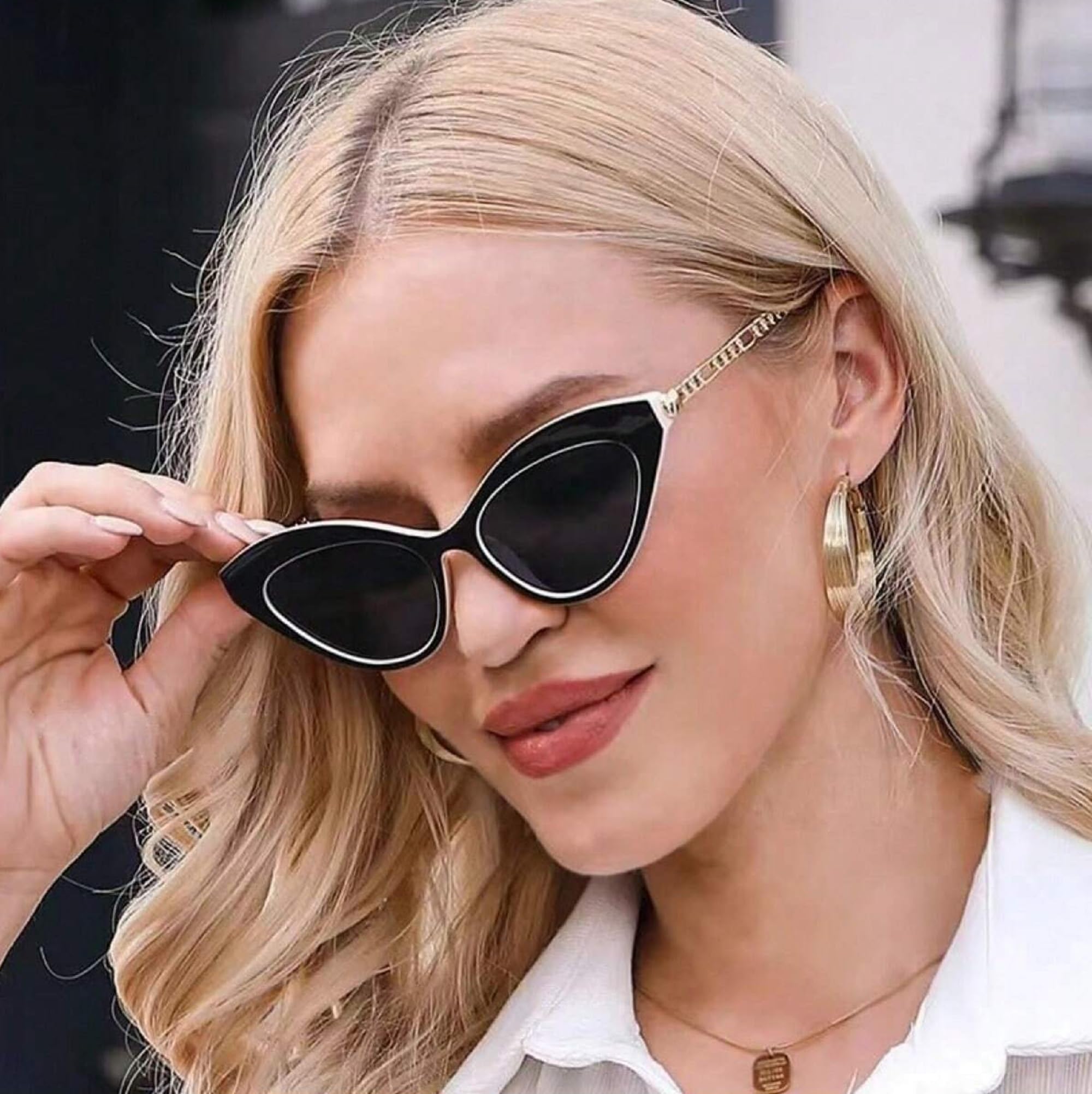 AUGEN By Visions India - Gafas de sol unisex con diseño de ojo de gato, estilo retro, vintage, protección UV400, tamaño mediano (161)