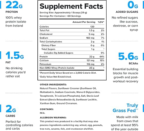 Vista 82 de LEGION Whey+ - Proteína aislada de suero de vacas alimentadas con pasto, baja en carbohidratos, baja en calorías, sin OMG, sin lactosa, sin gluten