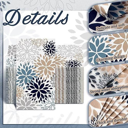 Miniatura 5 de Karenhi 200 toallas de papel de mano florales de 2 capas de flores de dalia para invitados, toallas de papel de primavera para baño, toallas de mano