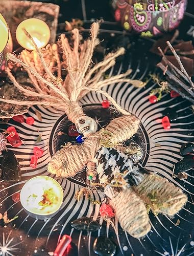 Miniatura 3 de Muñeca vudú real hecha a mano espeluznante, suministros de vudú de terror, calavera, brujas, poppet para Halloween, cumpleaños, Navidad, fiesta,