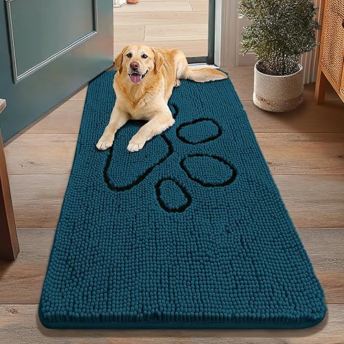 Miniatura 161 de Smiry Tapete para puerta de perro para patas fangosas, absorbente que atrapa la suciedad, antideslizante, de secado rápido, lavable, tapete de