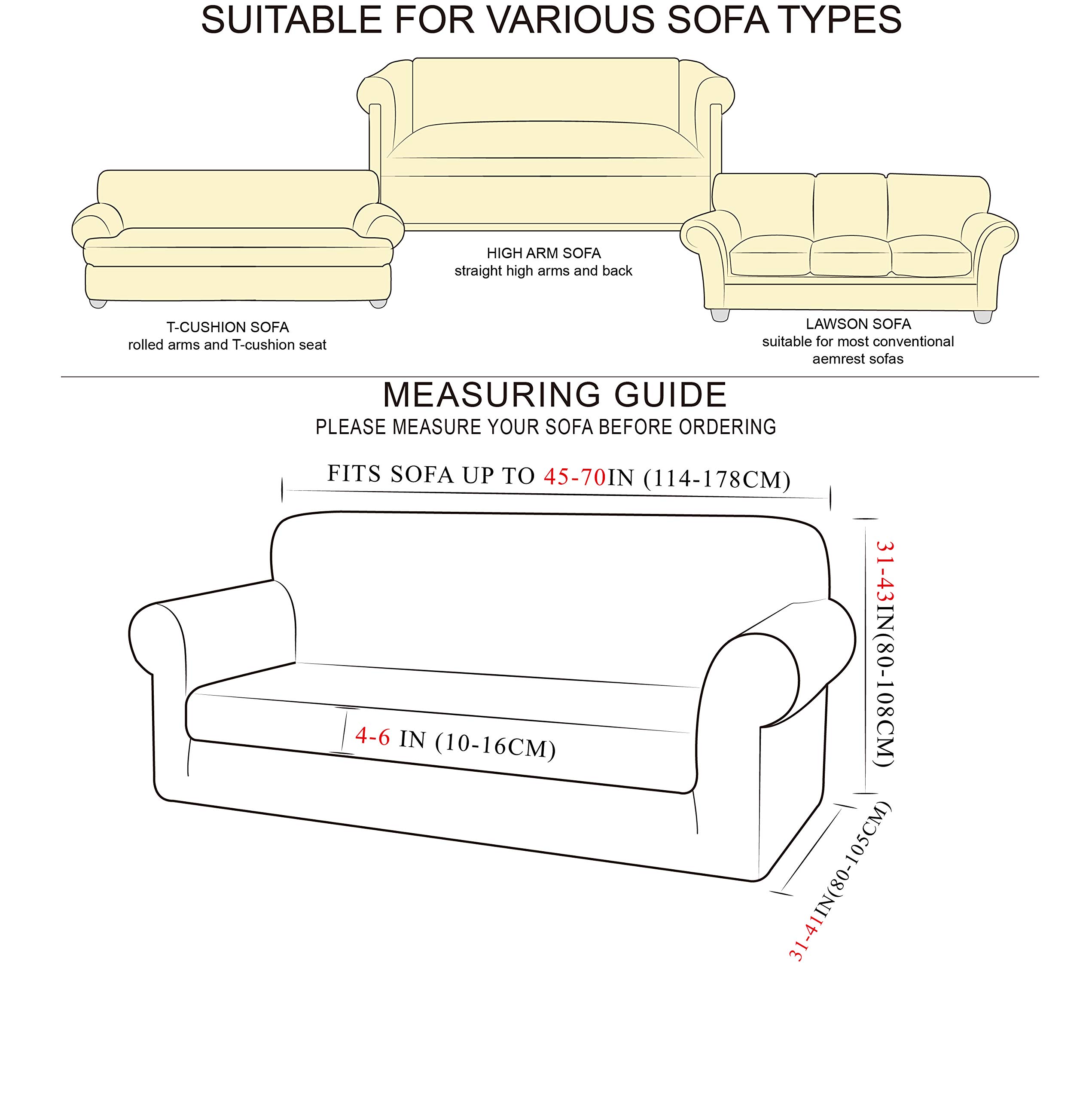 TIANSHU - Funda de sofá de 2 plazas, Incluye 1 Funda de cojín de Silla y 1 Funda de sofá, Spandex Stretch Sofa Funda Protectora de Muebles Antideslizante (Beige)