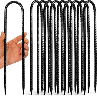 Trampoline Stakes 12 inches 10-Pack U Stake for Ground Heavy Duty Trampoline Anchors High Wind Stakes for Fence, Swing Set, Outdoor Decoration and Gazebo