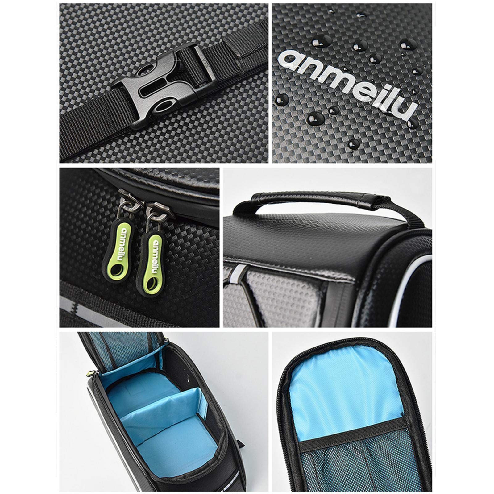 Bolsa trasera para portabicicletas Paquete de baúl de 8L para bicicleta | Bolsas de viaje para bicicletas resistentes al agua con tira reflectante Accesorio de ciclismo para motocicletas