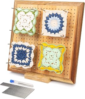 13Inches Granny Square Blocking Board for Crocheting, Bamboo Crochet Blocking Board with Pins is a Gift for Mother, Grandmother and Lovers Handcrafted Knitting (13inch)