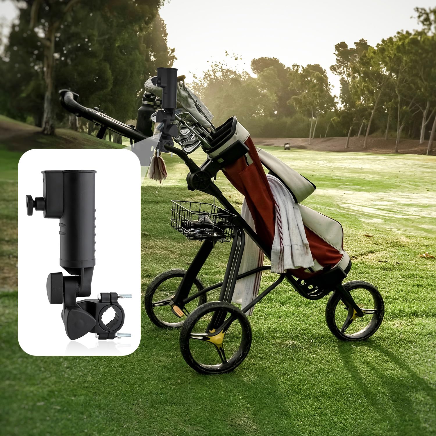Soporte Paraguas Carrito de Golf de Aleación de Aluminio Resistente para Movilidad y Silla de Ruedas