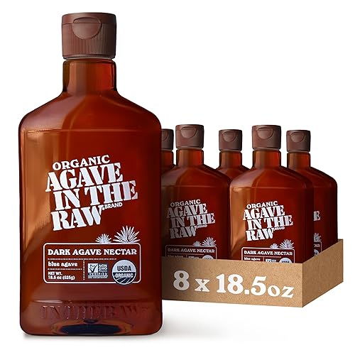 Agave In The Raw Organic Agave Nectar Edulcorante Orgánico, Jarabe de Agave Azul, sustituto del azúcar para café, hornear, cocinar, bebidas