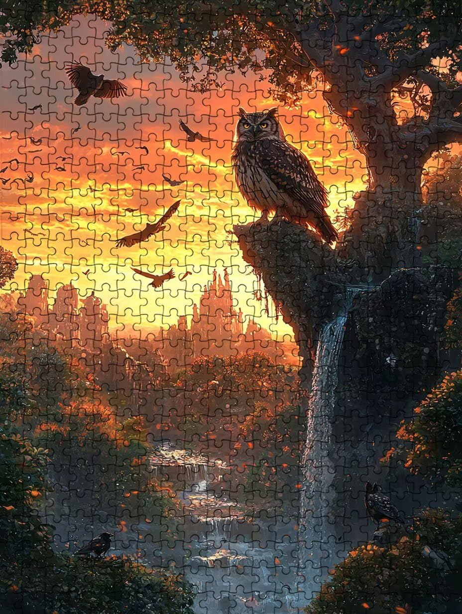 Puzzle 4000 sztuk, zachód słońca wodospad puzzle dla dorosłych 4000, drewniane puzzle, klasyczne gry edukacyjne, niemożliwe wyzwanie, rodzina gier, kreatywny prezent DX0YL1-903