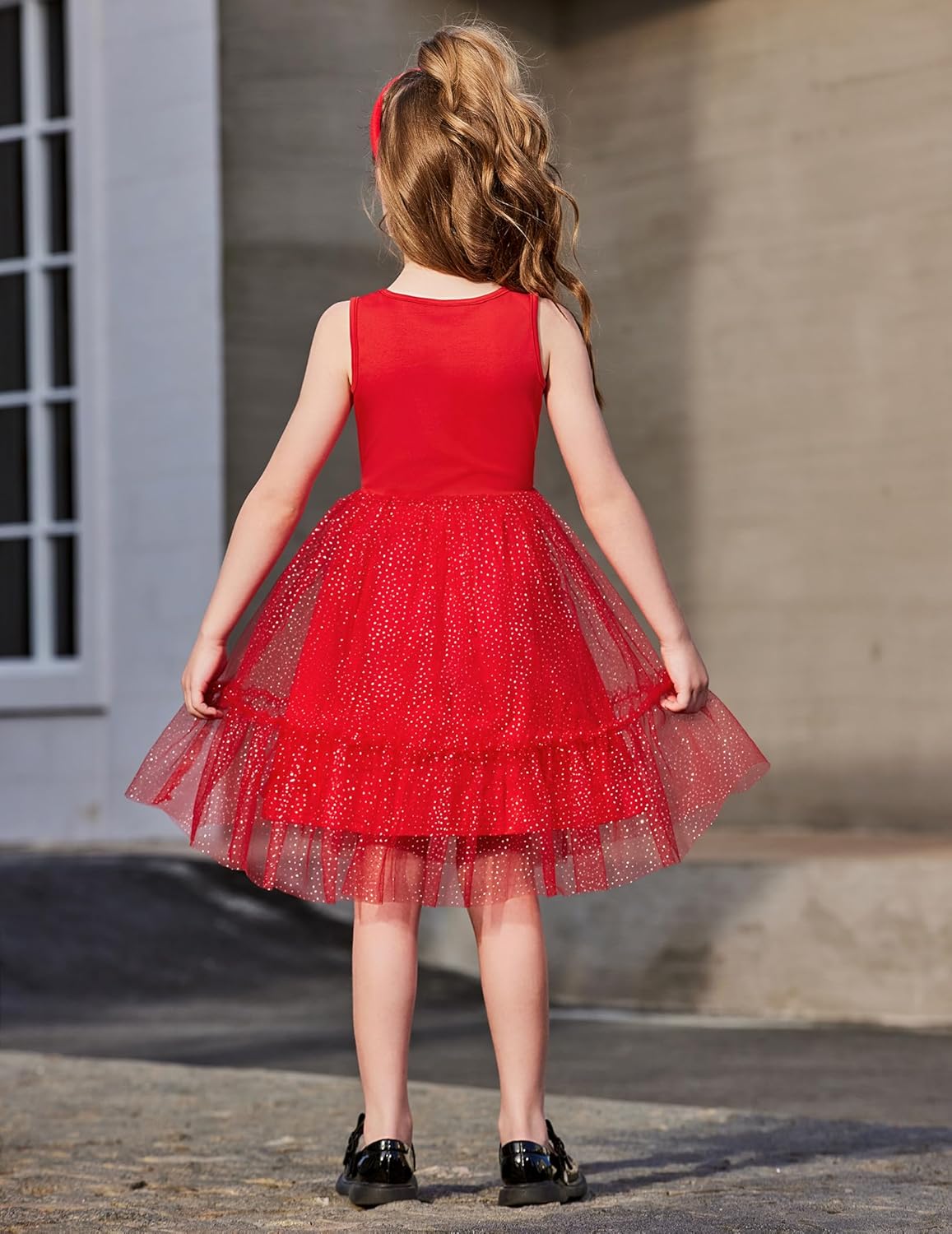 Arshiner Toddler Sleeveless Formal Dress Fancy Cute Tulle Glitter Party Holiday Kids Dresses - Image 5