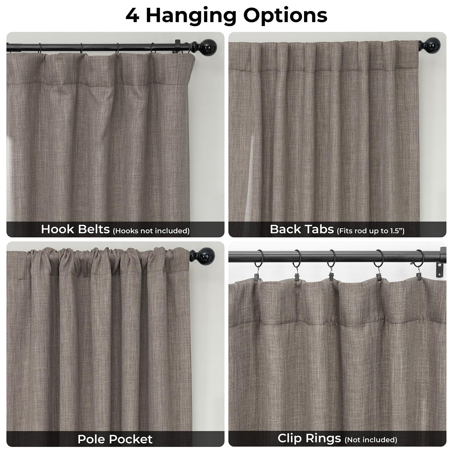HPD Half Price Drapes Cortinas de Lino sintético con Textura para oscurecer la habitación, para Dormitorio, 100 Pulgadas de Ancho x 108 Pulgadas de Largo, Cortinas Extra Anchas para Sala de Estar,