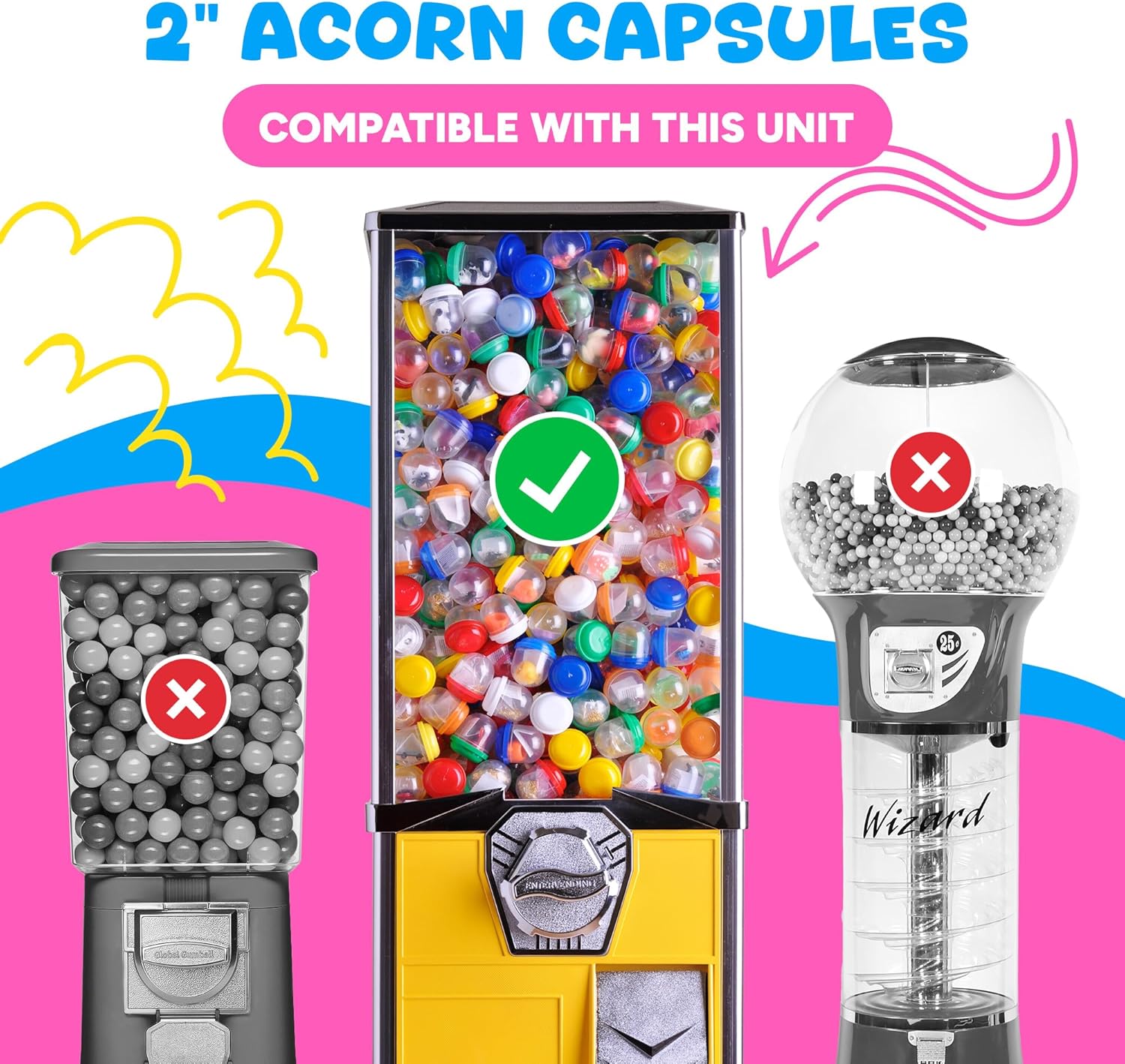 Capsule Vending Machine Translucent Blue Acorn Capsules Empty 50 pcs 2 inch - Gumball Machine Capsules Bulk Party Favors DIY Containers - Easter Basket Stuffers Gifts Pinata Stuffers
