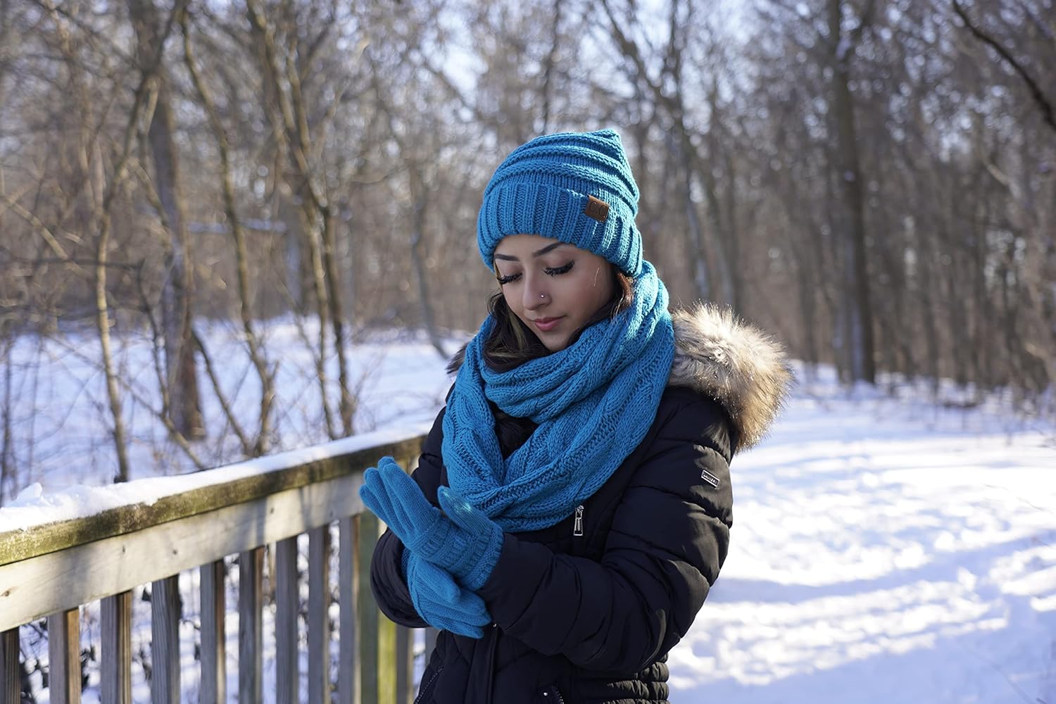 Funky Junque Hat Scarf Glove Set for Women – Matching Winter Set with Oversized Slouchy Beanie, Infinity Scarf & Cozy Gloves - Image 6