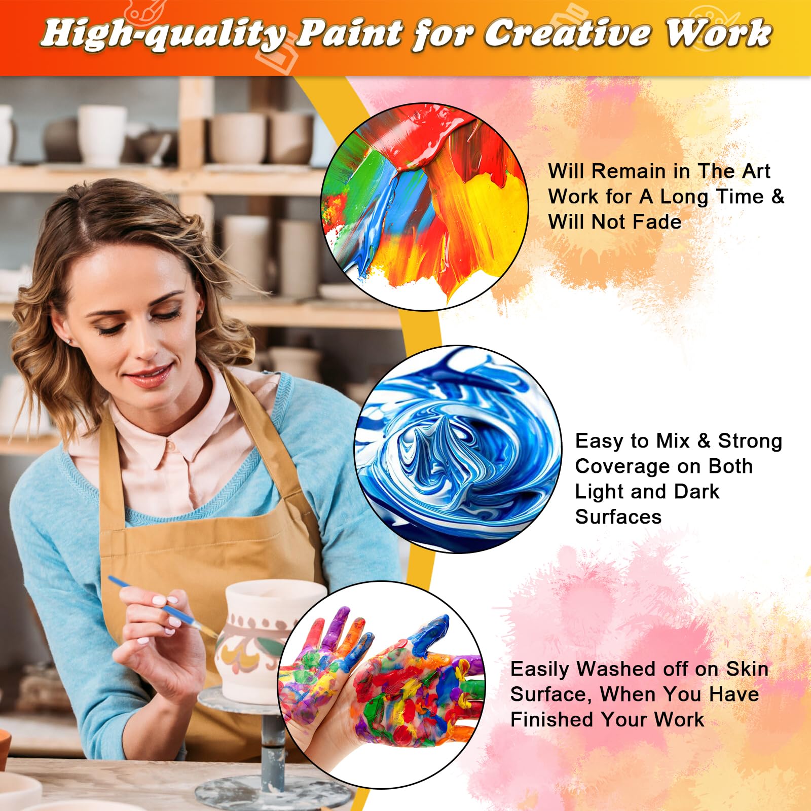 Ceramic Paint, 12 X 25 Ml Porcelain Paint Set, Dishwasher 300 - View #5