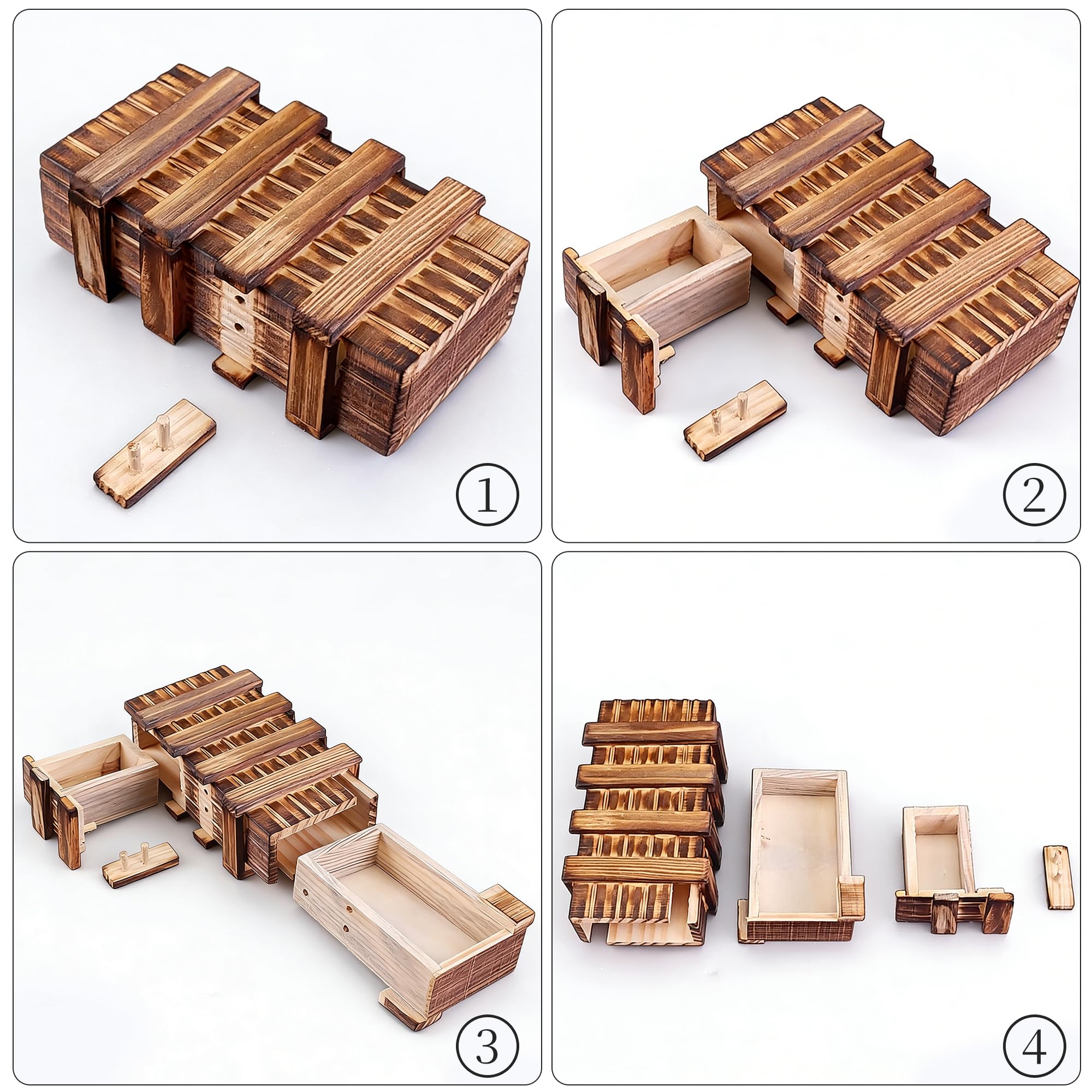2 scatole magiche per enigmi, in legno, con scomparto segreto, set puzzle, magico, scatola regalo per denaro, regalo di matrimonio, compleanno, piccolo puzzle